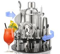 CKductpro Cocktail Set, 41-Piece Cocktail Shaker Set Made of Stainless Steel, 360° Rotating Acrylic Stand, Bartender Set, Bar Gift Set