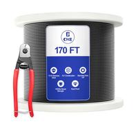 CKE 170FT 1/8" Black Stainless Steel Cable for Railing, T316 Stainless Steel Marine Grade Wire Rope for Deck Cable Railing Kit,1850lbs Breaking Strength 7x7 Strand Aircraft Cable DIY Balustrade, BCW6