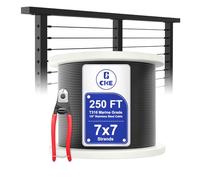 CKE 250FT 1/8" Black Stainless Steel Cable, T316 Stainless Steel Cable Wire Rope for Cable Railing Hardware, 7x7 Strand Construction Aircraft Wire Rope to DIY Deck Railing System, CW600