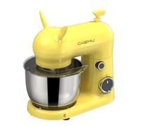 CKEMU Stand Mixer, Compact & Space-Saving, Stainless Steel Bowl, Unique & Playful Design, Effcient 300W Motor, Dishwasher-Safe Attachments, SM-2549A, Yellow