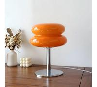 CKENSU Bauhaus Minimalist Glass Table Lamp Mushroom Glass Lampshade Retro Macaron Color Bedside Table Lighting Decorative Table Light for Living Room, Bedroom (Orange)