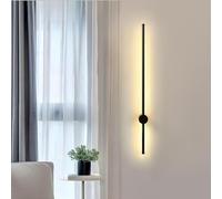 CKENSU Modern Indoor Wall Lamp Minimalist Linear Wall Light Dimmable Black Aluminum Alloy Rotatable LED Wall Lamp for Hallway Living Room Bedroom Stairs Kitchen Three-Color Light 60cm