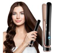CkeyiN Mini Cordless Hair Iron, Battery Operated Hair Straightener, Mini Travel Hair Iron, Portable USB Rechargeable Hair Iron, 2 in 1 Iron and Curler with 5200 mAh Battery, Black