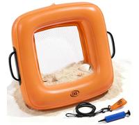 CKG Floating Inflatable Sand Sifter, Lightweight Durable Shark Tooth Sifter for the Beach with Comfortable Grip & Double Sifting Mesh, Perfect for Metal Detecting, Beach Accessories