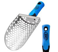 CKG Hand Sand Scoop for Metal Detecting with Ergonomic Blue Handle, Detecting Shovel for Beach Sand Sifter, Heavy Duty Stainless Steel, Perfect from Metal Detector Accessories