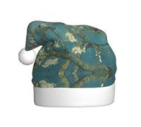 CKGODGF Almond Blossom Print Fashionable And Unique Christmas Hat,Retro Santa Hat,Classic Plush New Year Party Hat