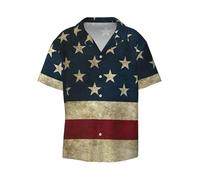 CKGODGF American Flag Print Men's Short-Sleeved,Button-Down Summer Beach Casual Shirt,Casual Loose Shirt,Dress Shirts Black