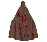 CKGODGF Art Ladybug Tracks Print Carnival Costumes,Party Capes,Adult Hooded Capes,Witch Robes,Fashion Cloaks,Cosplay Robe