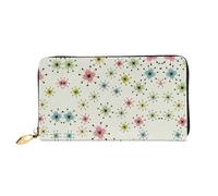 CKGODGF Atomic Stars Retro Pattern Print Women's Wallets Leather Wallets Credit Card Holders Zipper Closure Wallets Travel-Friendly Clutches