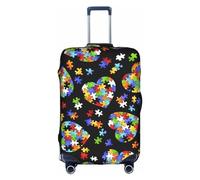 CKGODGF Autism Awareness Puzzle Pieces Heart Print Elastic Luggage Cover,Personalized Luggage Cover with Zipper.