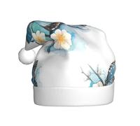 CKGODGF Blue Butterfly On Blossom Flower Print Fashionable And Unique Christmas Hat,Retro Santa Hat,Classic Plush New Year Party Hat