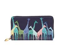 CKGODGF Colorful Giraffe Fans Lovers Print Women's Wallets Leather Wallets Credit Card Holders Zipper Closure Wallets Travel-Friendly Clutches