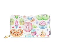 CKGODGF Cupcakes Donuts Muffins Sugar Print Women's Wallets Leather Wallets Credit Card Holders Zipper Closure Wallets Travel-Friendly Clutches