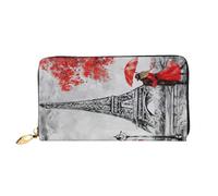 CKGODGF Eiffel Tower Paris Painting Print Women's Wallets Leather Wallets Credit Card Holders Zipper Closure Wallets Travel-Friendly Clutches