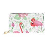 CKGODGF Floral Flamingo Botany Print Fashionable Leather Long Wallet for Men and Women with Zipper,Suitable for Travel