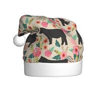 CKGODGF Flower Cow Farm Print Fashionable And Unique Christmas Hat,Retro Santa Hat,Classic Plush New Year Party Hat