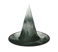 CKGODGF Green Tree Misty Landscape Print Wizard,Magician Costume Accessories,Halloween Full Hat,Suitable For Party Role Play-1 Piece