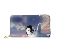 CKGODGF Happy Penguin Print Fashionable Leather Long Wallet for Men and Women with Zipper,Suitable for Travel
