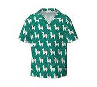 CKGODGF Llama Print Men's Short-Sleeved,Button-Down Summer Beach Casual Shirt,Casual Loose Shirt,Dress Shirts Black