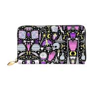 CKGODGF Magic Witch Witchcraft Bohemian Drawing Print Women's Wallets Leather Wallets Credit Card Holders Zipper Closure Wallets Travel-Friendly Clutches