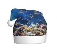 CKGODGF Ocean Tropical Fish Turtle Shark Print Fashionable And Unique Christmas Hat,Retro Santa Hat,Classic Plush New Year Party Hat