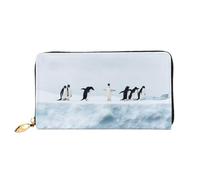 CKGODGF Penguins On The Iceberg Print Women's Wallets Leather Wallets Credit Card Holders Zipper Closure Wallets Travel-Friendly Clutches