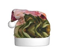 CKGODGF Peony Flowers Blossom Print Fashionable And Unique Christmas Hat,Retro Santa Hat,Classic Plush New Year Party Hat