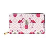 CKGODGF Pink Flamingo Pineapple Print Women's Wallets Leather Wallets Credit Card Holders Zipper Closure Wallets Travel-Friendly Clutches