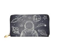CKGODGF Planets and Astronaut Galaxy Print Women's Wallets Leather Wallets Credit Card Holders Zipper Closure Wallets Travel-Friendly Clutches