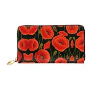 CKGODGF Poppy Flowers Print Women's Wallets Leather Wallets Credit Card Holders Zipper Closure Wallets Travel-Friendly Clutches