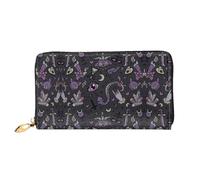 CKGODGF Purple Black Goth Spooky Print Women's Wallets Leather Wallets Credit Card Holders Zipper Closure Wallets Travel-Friendly Clutches