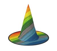CKGODGF Rainbow Color Stripe Print Wizard,Magician Costume Accessories,Halloween Full Hat,Suitable For Party Role Play-1 Piece