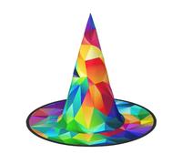 CKGODGF Rainbow Geometric Print Wizard,Magician Costume Accessories,Halloween Full Hat,Suitable For Party Role Play-1 Piece