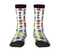 CKGODGF Rainbow Pineapple Print Novelty Casual Mid-Tube Socks,Fun Contrasting Color Socks,Cute Mid-Tube Socks - 1 Pair