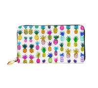 CKGODGF Rainbow Pineapple Print Women's Wallets Leather Wallets Credit Card Holders Zipper Closure Wallets Travel-Friendly Clutches