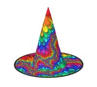 CKGODGF Rainbow Tie Dye-Red Print Wizard,Magician Costume Accessories,Halloween Full Hat,Suitable For Party Role Play-1 Piece