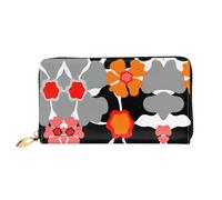 CKGODGF Retro Floral Pattern Print Women's Wallets Leather Wallets Credit Card Holders Zipper Closure Wallets Travel-Friendly Clutches