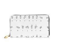 CKGODGF Sign Language Alphabet Print Fashionable Leather Long Wallet for Men and Women with Zipper,Suitable for Travel