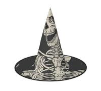 CKGODGF Skull Rock Roll Skeleton Bone Print Wizard,Magician Costume Accessories,Halloween Full Hat,Suitable For Party Role Play-1 Piece