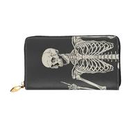 CKGODGF Skull Rock Roll Skeleton Bone Print Women's Wallets Leather Wallets Credit Card Holders Zipper Closure Wallets Travel-Friendly Clutches