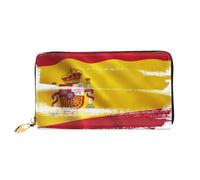 CKGODGF Spain Flag Print Women's Wallets Leather Wallets Credit Card Holders Zipper Closure Wallets Travel-Friendly Clutches