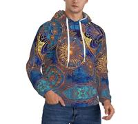 CKGODGF Starry Sky Mandala Print Men'S Fleece Pullover Hoodie, Men'S Lined Hoodie,Winter Warm Sweatshirt,Fashion Hoodie Black