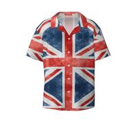 CKGODGF The Union Flag Pattern Print Men's Short-Sleeved,Button-Down Summer Beach Casual Shirt,Casual Loose Shirt,Dress Shirts Black