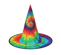 CKGODGF Tie Dye Rainbow Print Wizard,Magician Costume Accessories,Halloween Full Hat,Suitable For Party Role Play-1 Piece