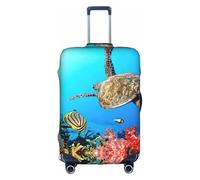 CKGODGF Turtle with Colorful Fishes Under Sea Print Elastic Luggage Cover,Personalized Luggage Cover with Zipper.