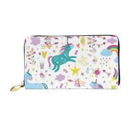 CKGODGF Unicorns Pink Print Fashionable Leather Long Wallet for Men and Women with Zipper,Suitable for Travel