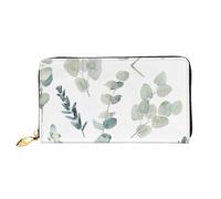 CKGODGF White Natural Greenery Twig Print Fashionable Leather Long Wallet for Men and Women with Zipper,Suitable for Travel