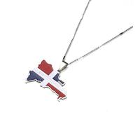 Ckieosh Map Pendant Necklace - Trendy Enamel The Dominican Republic Map Pendant Necklace Men Women Ethnic Style Map Of Dominican Charm Chain Jewelry,White