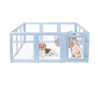 Ckin Pet Clear Acrylic Dog Playpen,Transparent DIY Dog Pen,Easy Assembly and Disassembly,Indoor and Outdoor Use,Simple Cleansing Fence (Sky Blue, 60CM, 10 Panel)