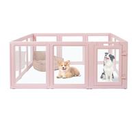 Ckin Pet Clear Acrylic Dog Playpen,Transparent DIY Dog Pen,Easy Assembly and Disassembly,Indoor and Outdoor Use,Simple Cleansing Fence (Skin Pink, 60CM, 10 Panel)